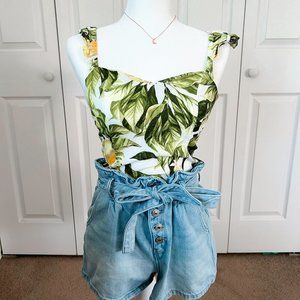 Lemon Ruffled Tank Top